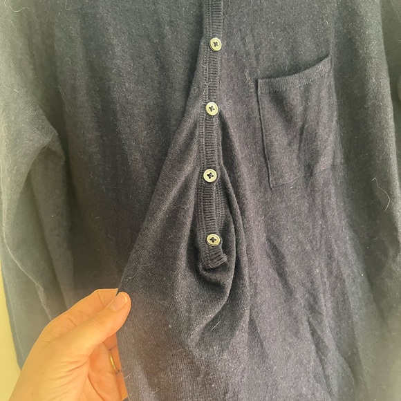 Vince woman’s navy button down knit sweater top - Picture 5 of 12